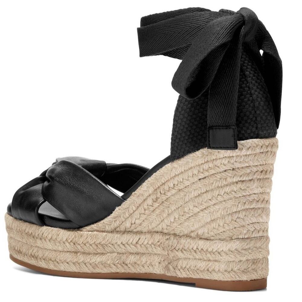 NWT Cole Haan Cloudfeel Hampton ankle tie espadrille wedge sandal in Black, 9 - Picture 4 of 11